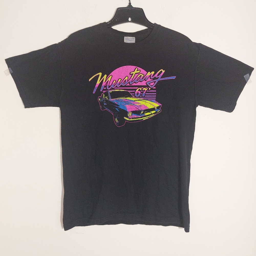 EUC Comfort Wash Unisex 100% Cotton Mustang 67 Graphic T Shirt Black  Size M - Picture 2 of 6